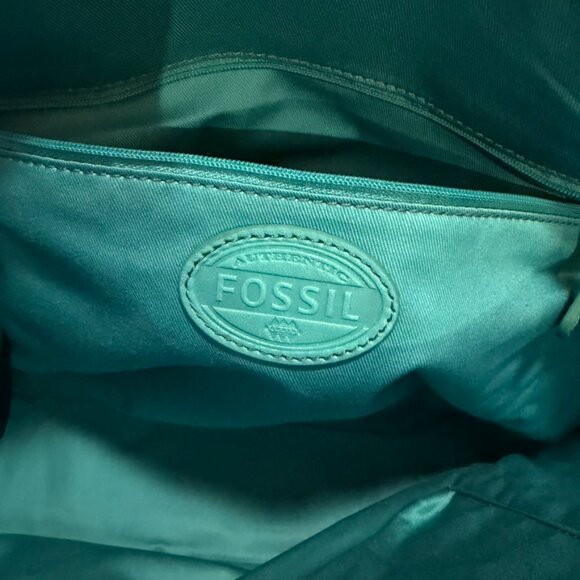Rare Fossil Teal Satchel Leather Shoulder Bag Spring - Picture 9 of 11